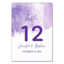 Violet Lila Watercolor Stänk Bordsnumren Bordsnummer