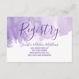 Violet Lila Watercolor Stänk Gift-registret Tilläggskort