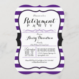 Violet Lila & White; Elegant Pension Party Inbjudningar