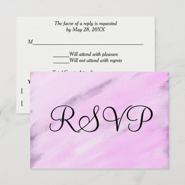 Violet Lila White Watercolor-Bröllop OSA Kort (Fram/baksida)