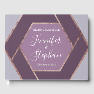 Violet Lilac Lila Ro Guld Hexagon Guestbook Gästböcker