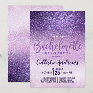 Violet Lilac Lila Triple Glitter Bachelorette Inbjudningar