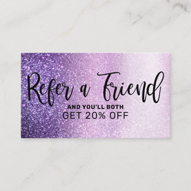 Violet Lilac Lila Triple Glitter Typography Rabattkort (Framsida)