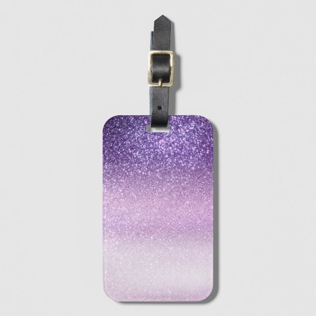 Violet Lilac Pastel Lila Triple Glitter Ombre Bagagebricka (Framsida vertikal)