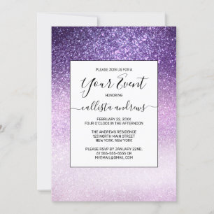 Violet Lilac Pastel Lila Triple Glitter Ombre Inbjudningar