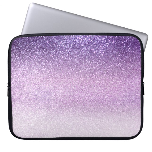 Violet Lilac Pastel Lila Triple Glitter Ombre Laptop Fodral (Framsidan)