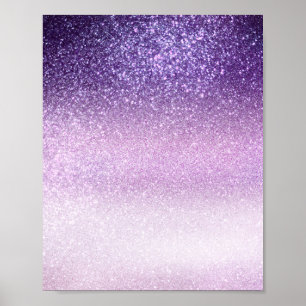Violet Lilac Pastel Lila Triple Glitter Ombre Poster