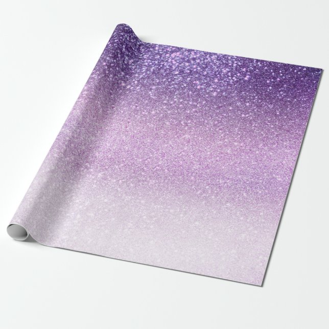 Violet Lilac Pastel Lila Triple Glitter Ombre Presentpapper (Utrullad)