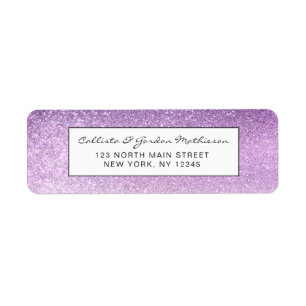 Violet Lilac Pastel Lila Triple Glitter Ombre Returadress Etikett