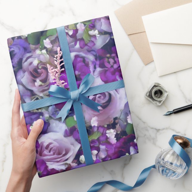 Violet Lilac Ro Flowers Garden Mönster Presentpapper (Gifting)