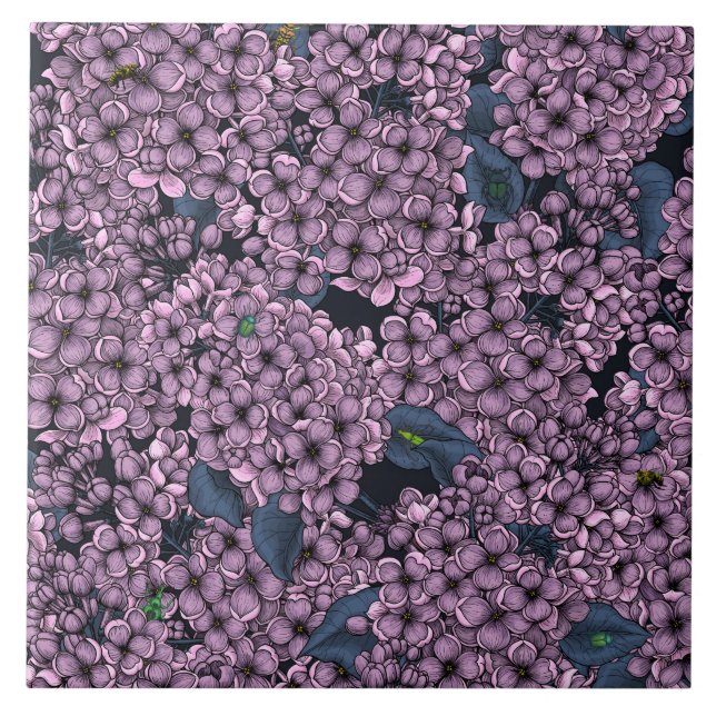 Violet Lilac-trädgård Kakelplatta (Framsidan)