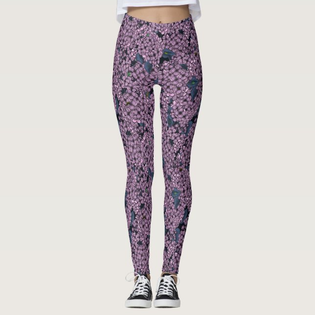 Violet Lilac-trädgård Leggings (Framsida)