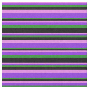 Violet, Lilan, Forest Grönt & Black Linjer Tyg