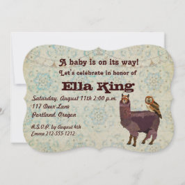 Violet Llama & Uggla Blommigt Baby inbjudan