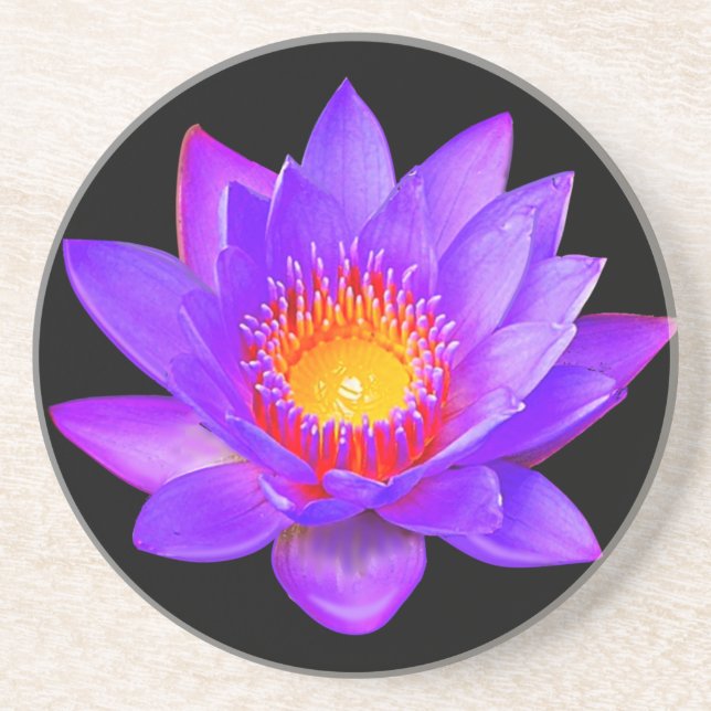 Violet Lotus Flower på Black Underlägg (Framsidan)