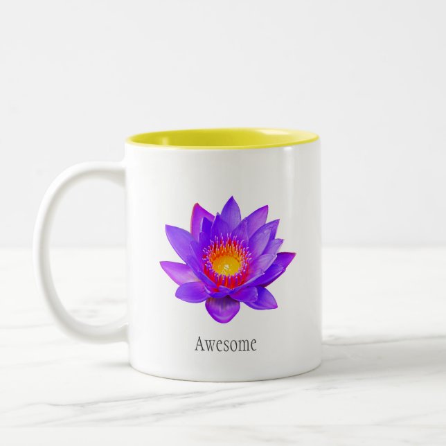 Violet Lotus Flower på vit tvåtonskaffe Mugg (Vänster)