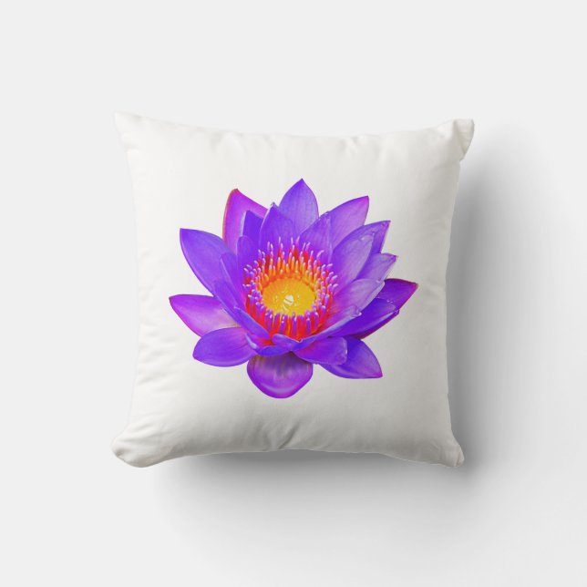 Violet Lotus Flower på White Dekorativ kudde (Framsida)
