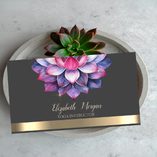 Violet Lotus Gold Stripe Yogainstruktör Visitkort