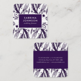 Violet löv blommor polka dots mönster fyrkantigt visitkort