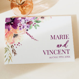 Violet Magenta Lila Blommigt Flower Bröllop Gästböcker