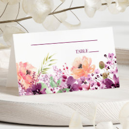 Violet Magenta Lila Blommigt Flowers Bröllop Placeringskort