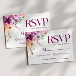 Violet Magenta Lila Elegant bröllop OSA Kort