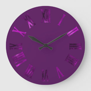 Violet Magenta Metalliska romerska siffror i Silve Stor Klocka