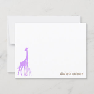 Violet Mamma och Baby Giraffe tackkort Tack Kort