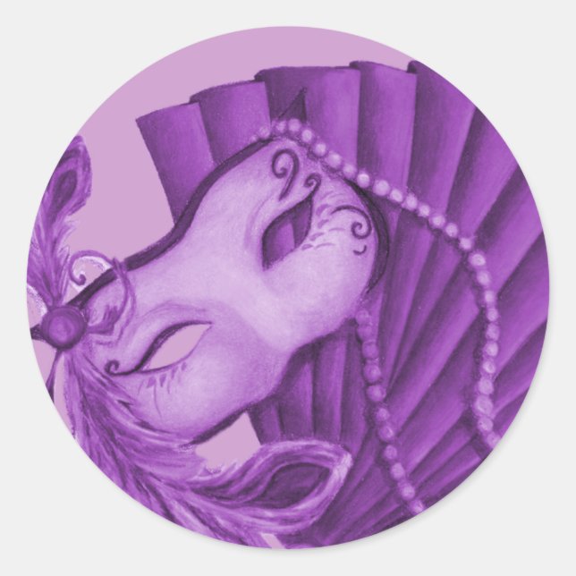 Violet Masquera Runt Klistermärke (Framsida)