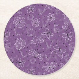 Violet Mauve Butterfly KÄRLEK - sömlös mönster. Underlägg Papper Rund