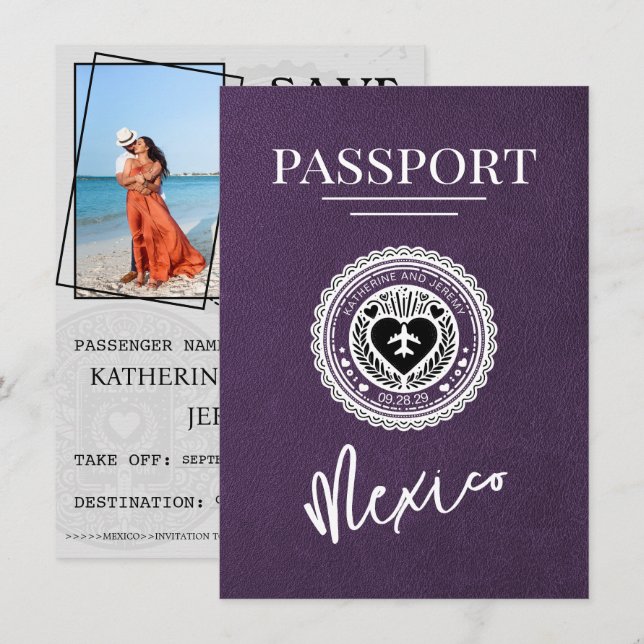 Violet Mexico Passport Spara datum Datumet (Fram/baksida)