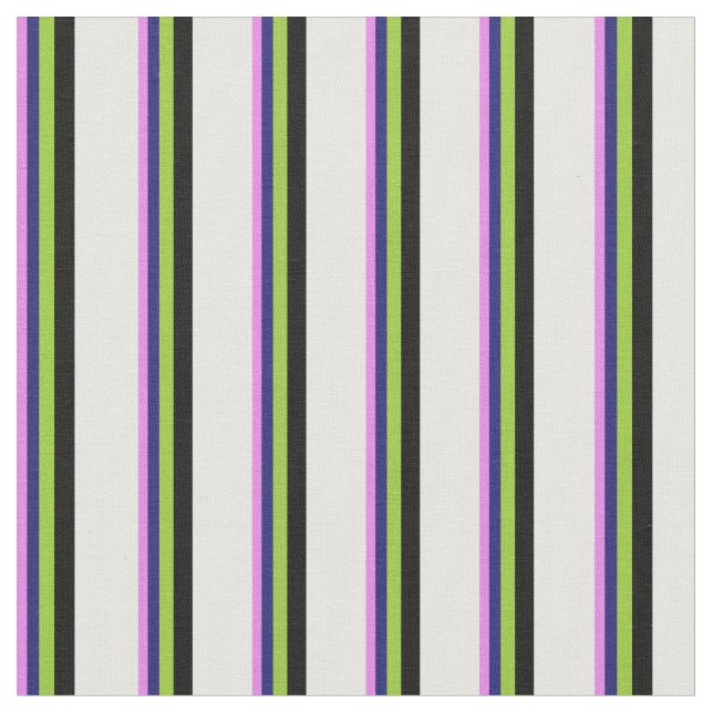 Violet, Midnight Blue, Grönt, Black & White Linjer Tyg (Närbild)