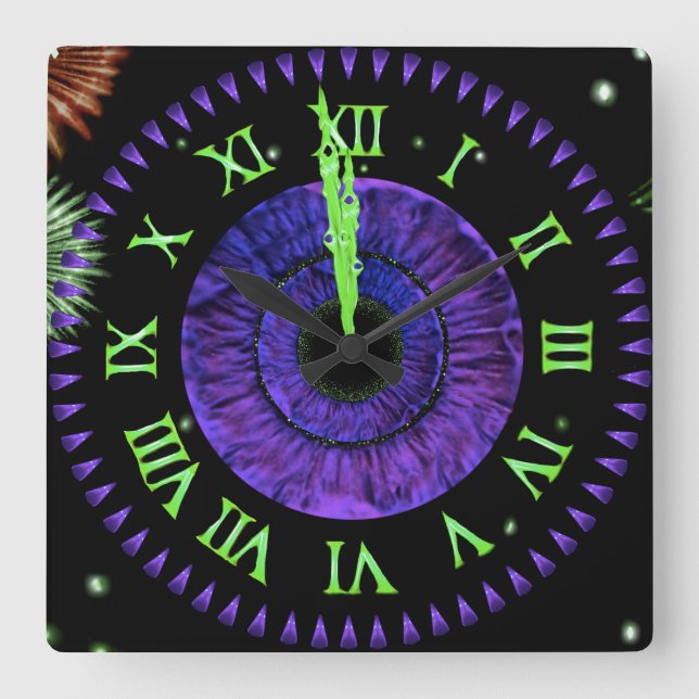 Violet Midnight Clock Fyrkantig Klocka (Framsida)