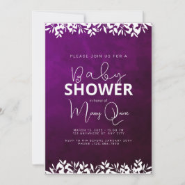 Violet Minimalist Baby Shower Inbjudningar