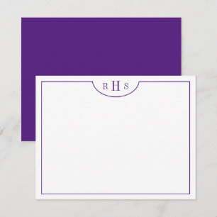 Violet Minimalist, tre Monogram ett Gräns Anteckningskort