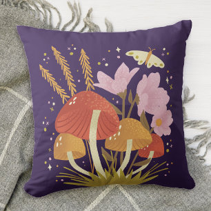 Violet Mushroom Blommigt Kudde