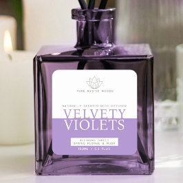 Violet muted lila Reed diffuser product label Fyrkantigt Klistermärke