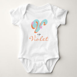 Violet namn Reveal Blommigt Brev V Girl Flower T Shirt