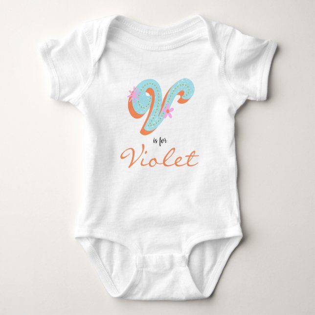Violet namn Reveal Blommigt Brev V Girl Flower T Shirt (Framsida)