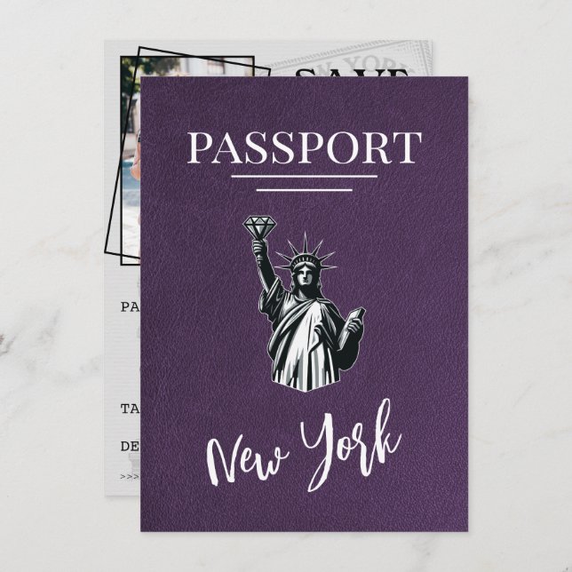 Violet New York City Passport sparar datumet Spara Datumet (Fram/baksida)