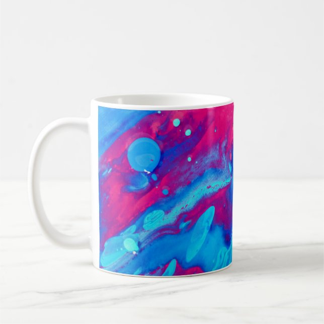 Violet och blått abstrakt kaffemugg (Vänster)