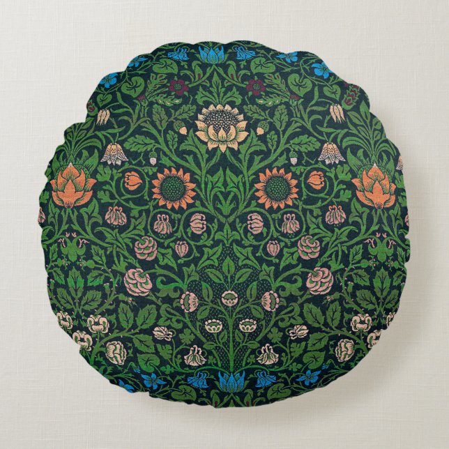 Violet och Columbine, William Morris Rund Kudde (Framsidan)