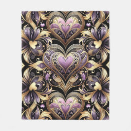 Violet och Guld Flowers-virvlar Fleecefilt