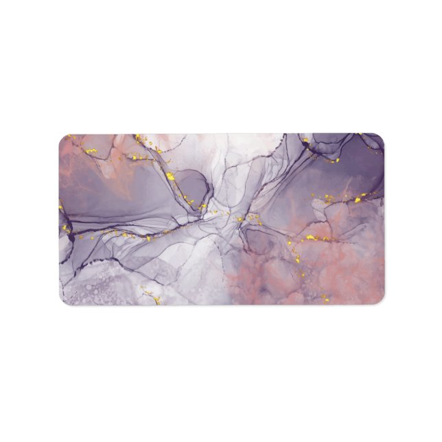 Violet och Guld Marble Adressetikett (Framsidan)