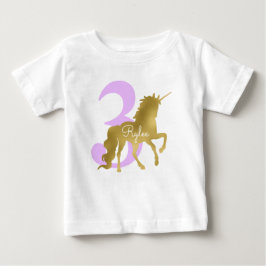 Violet och Guld Unicorn Milestone Birthday T-shirt