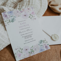 Violet och Lavender Blommigt Baby Shower