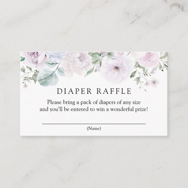 Violet och Lavender Blommigt Diaper Raffle Tilläggskort (Framsida)