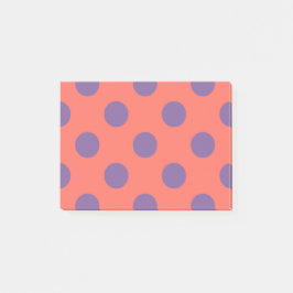 Violet och levande korall polka dots post-it block
