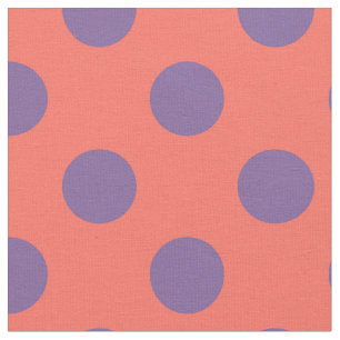 Violet och levande korall polka dots tyg