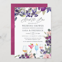 Violet och Plum Blommigt Par Lagrar Pub Inbjudningar